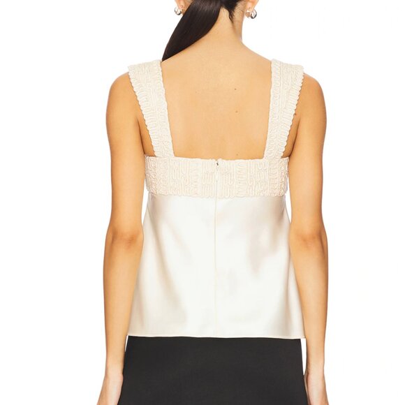 LPA Callie Tank Top in Ivory Cream White Satin Silk Cami Camisole - Picture 3 of 8
